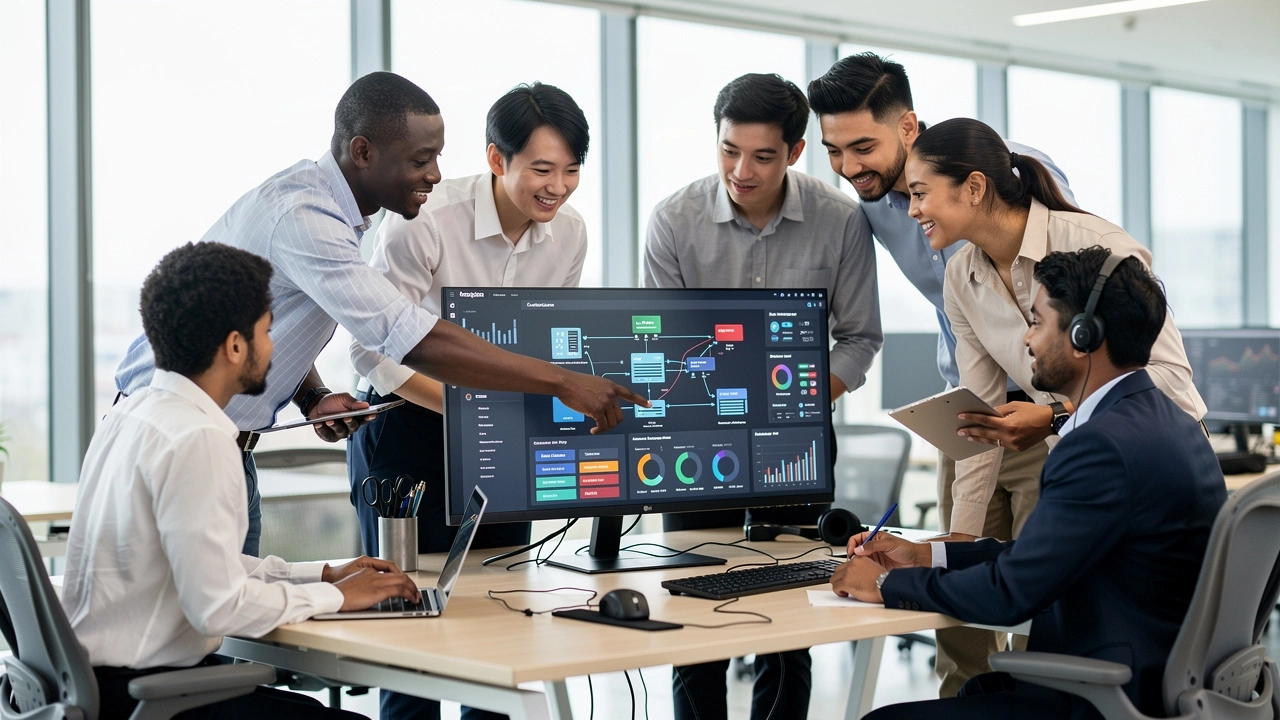 Multicultural IT team working on China infrastructure