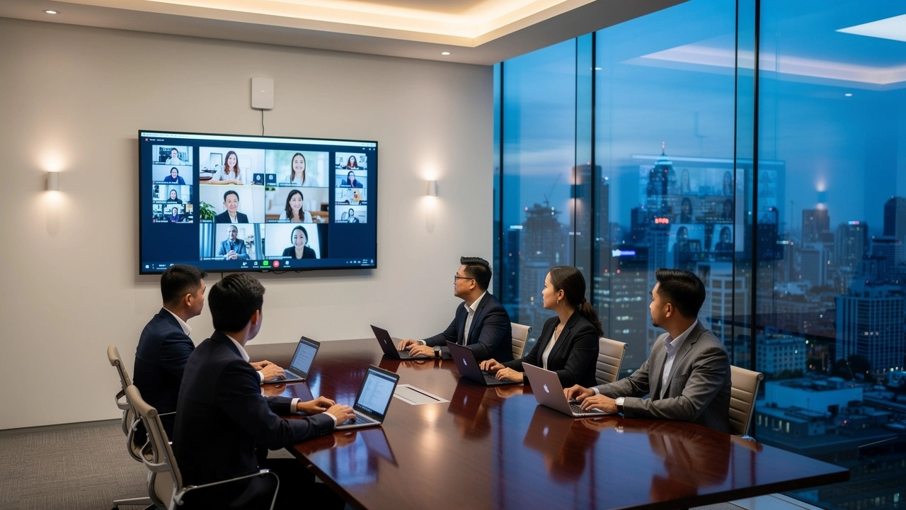 Connected business team in Asia-Pacific office with reliable Wi-Fi