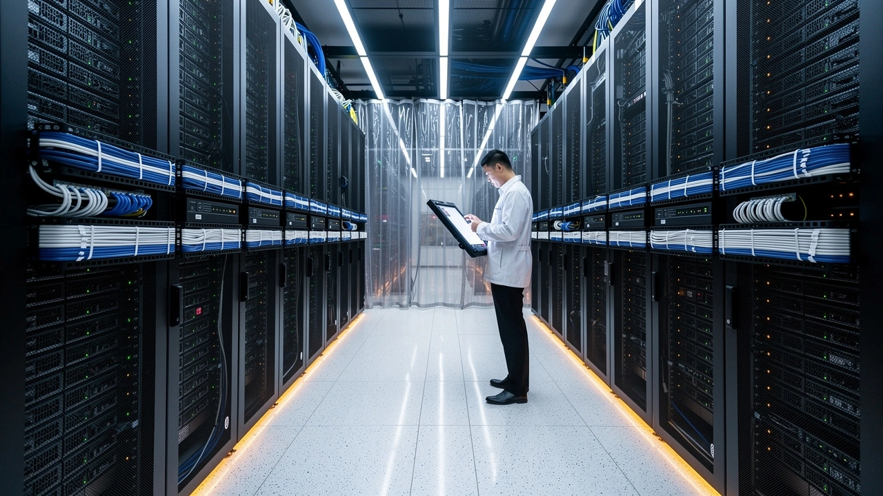 Modern Chinese data center with compliant server infrastructure