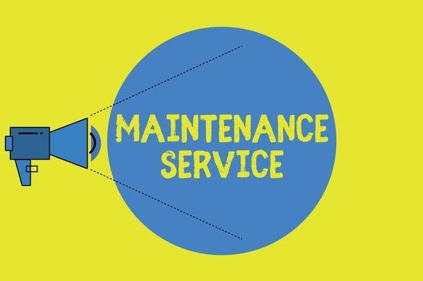 Writing note showing Maintenance Service. Business photo showcasing Keep a Product Service in Good Operating Condition - Photo, Image
