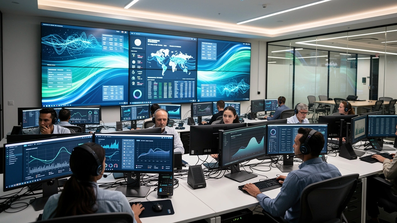 IT support team monitoring network operations