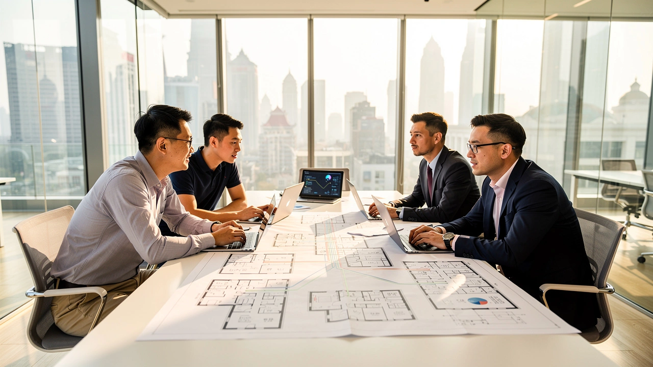 International IT team planning structured cabling project in China