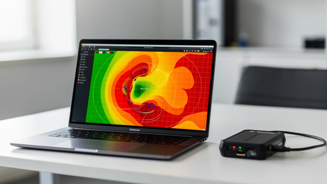 Ekahau heatmap showing WiFi channel interference in office survey