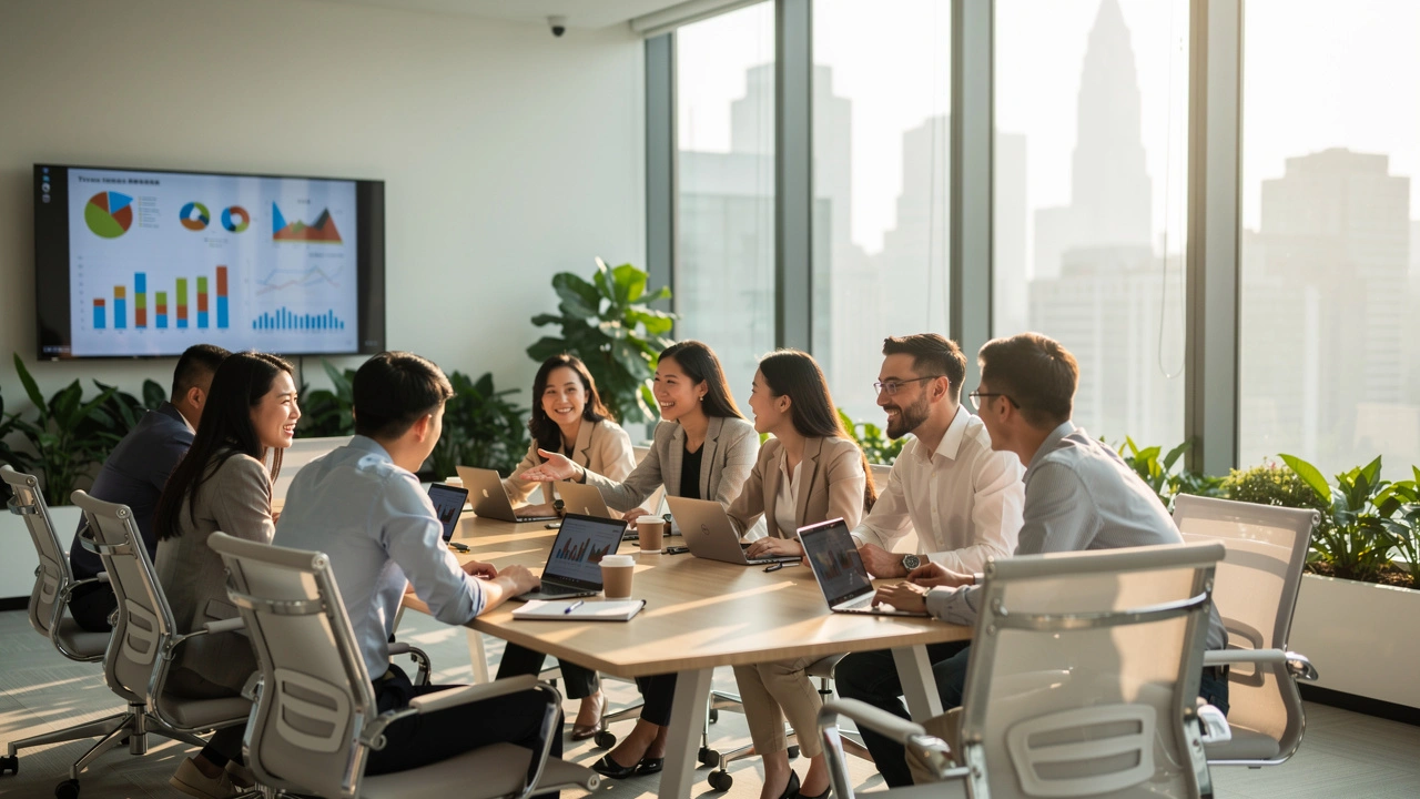 Multicultural IT team collaborating in modern Shanghai office