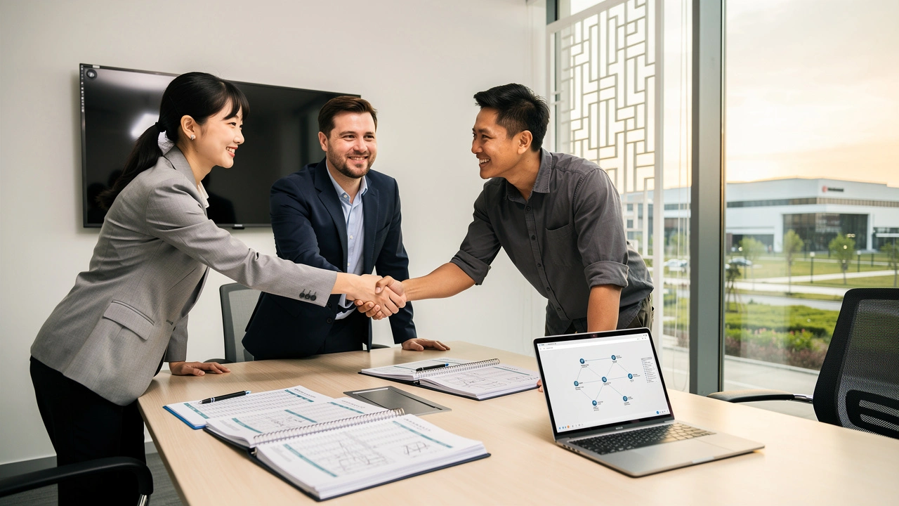Multicultural team completing network installation handover in China