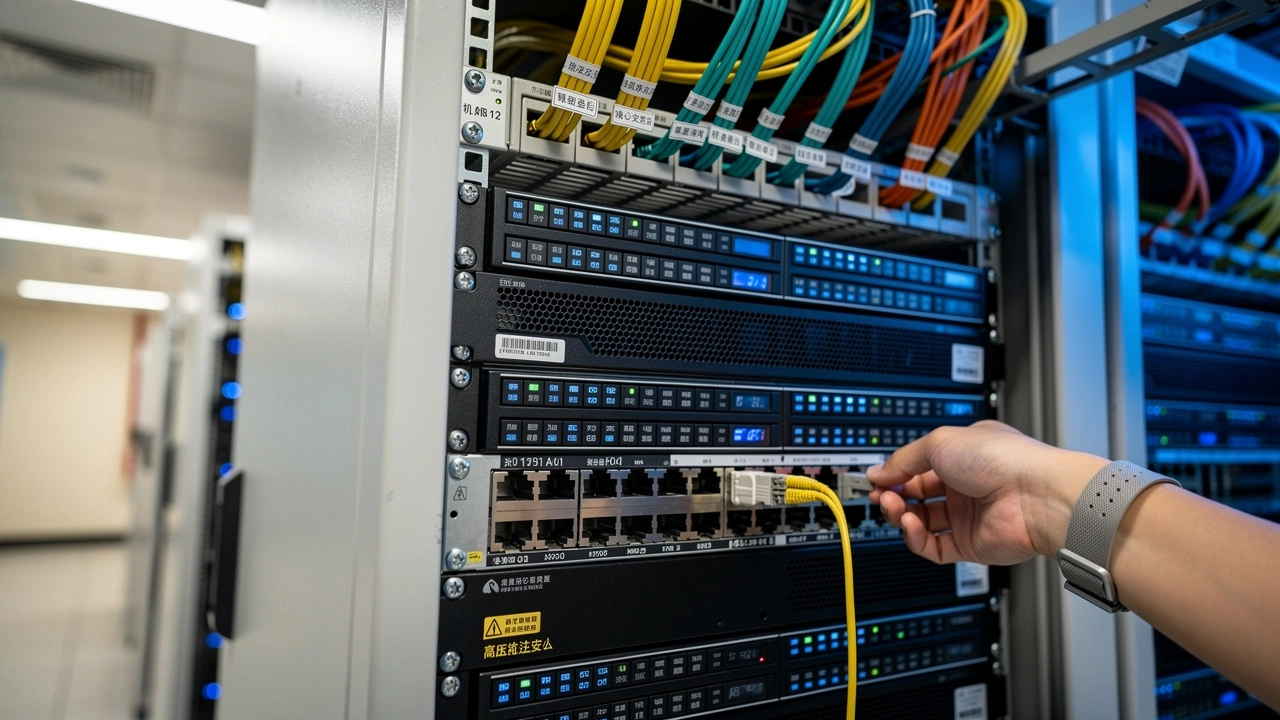 Server rack infrastructure inside a Shanghai data center facility