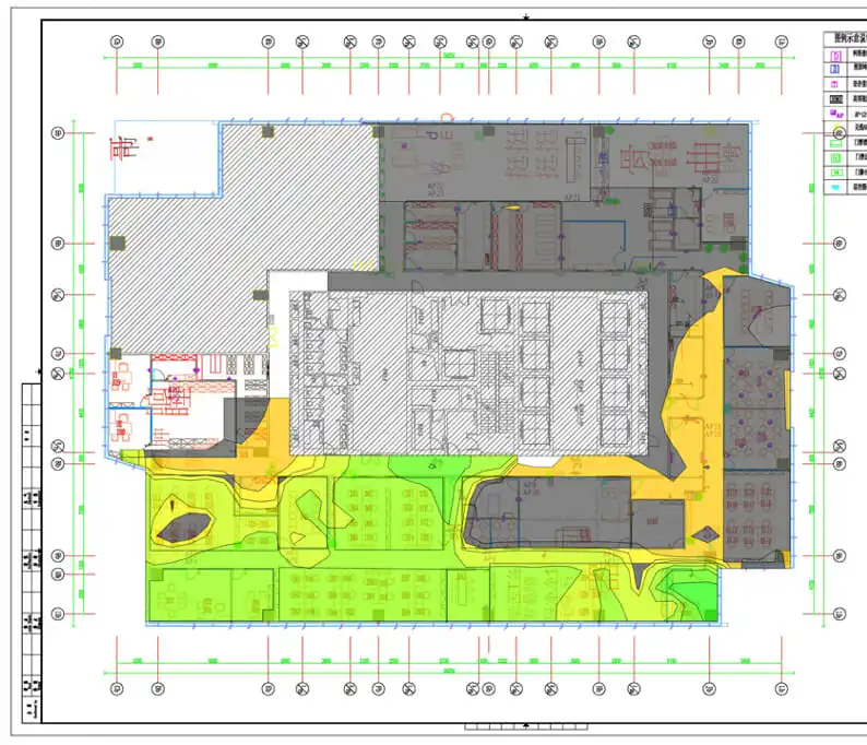 An example of poor coverage for 5GHz: some APs were 2.4GHz only.