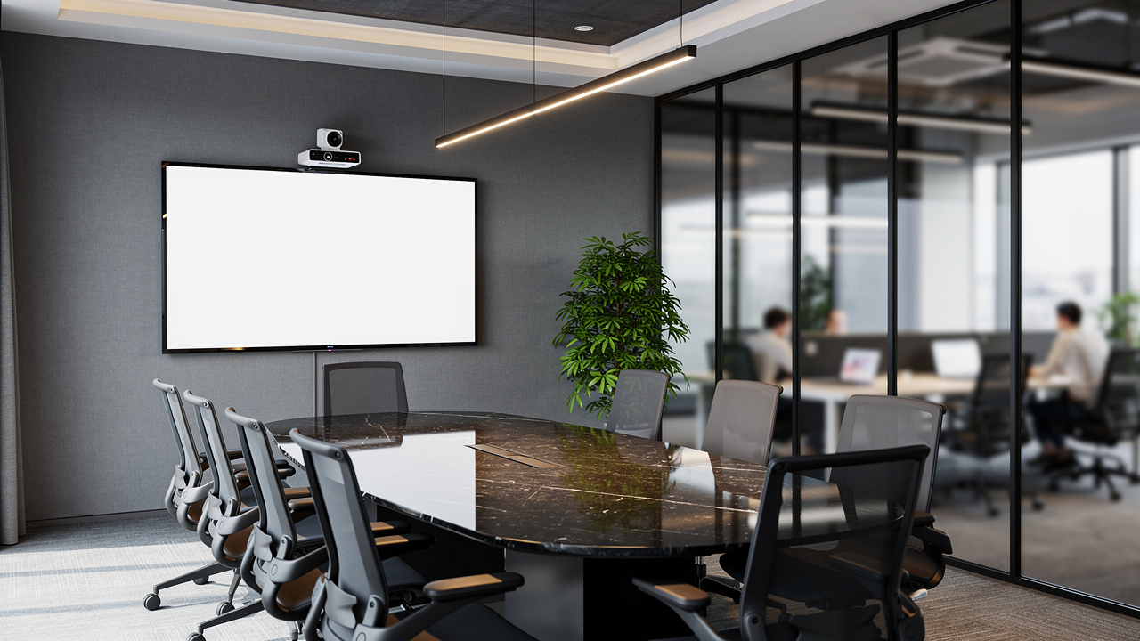 Modern conference room AV setup in Shanghai office