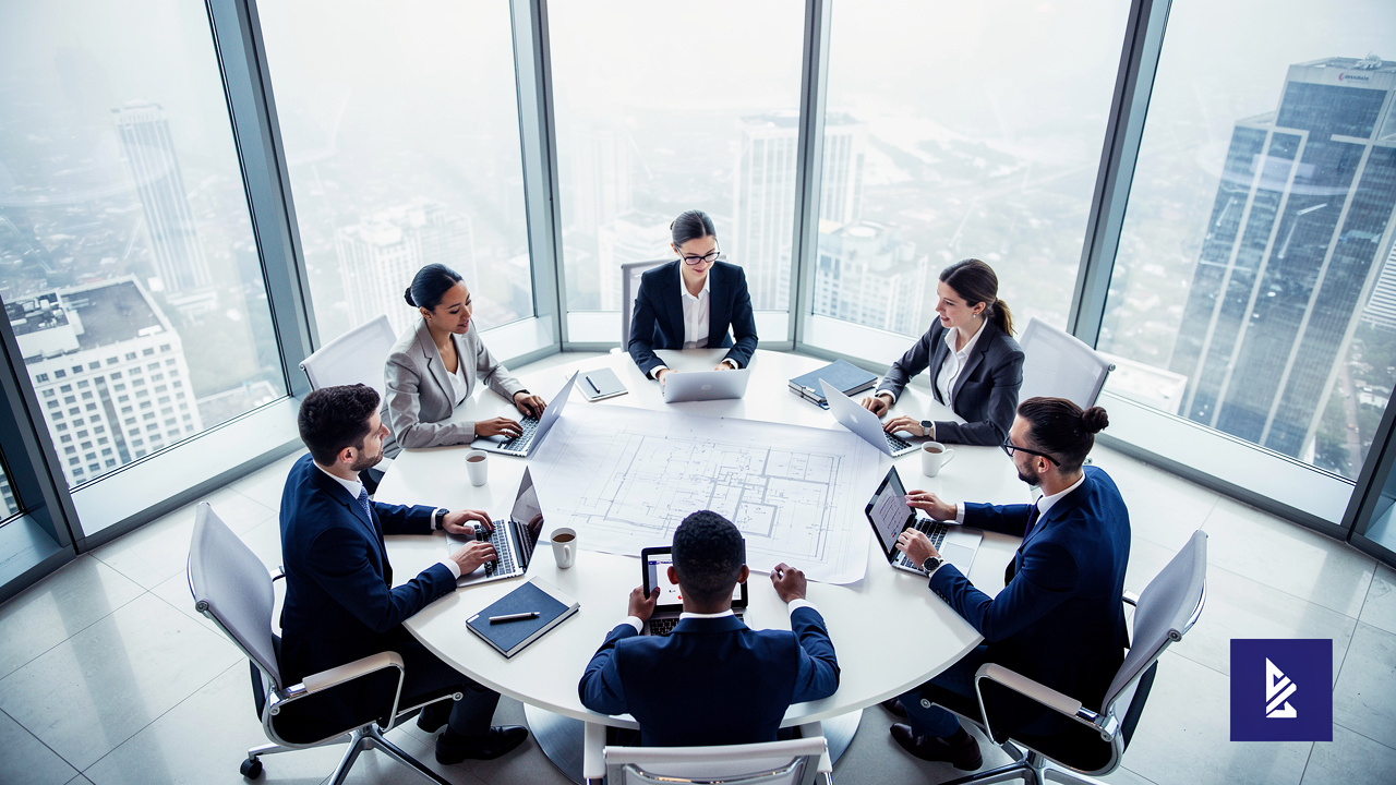 Multicultural IT team planning China cloud strategy in modern office