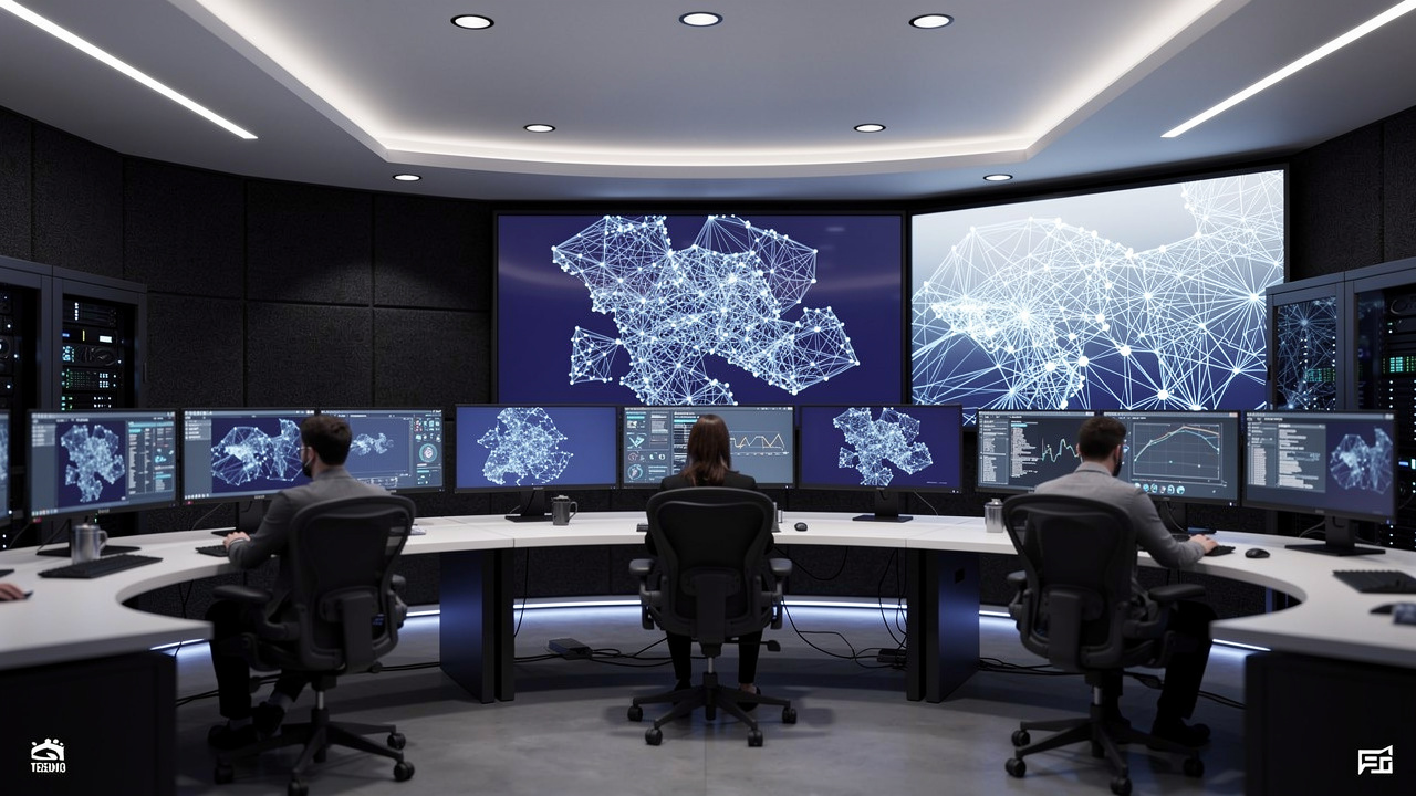 Cybersecurity team monitoring email threats in a modern operations center