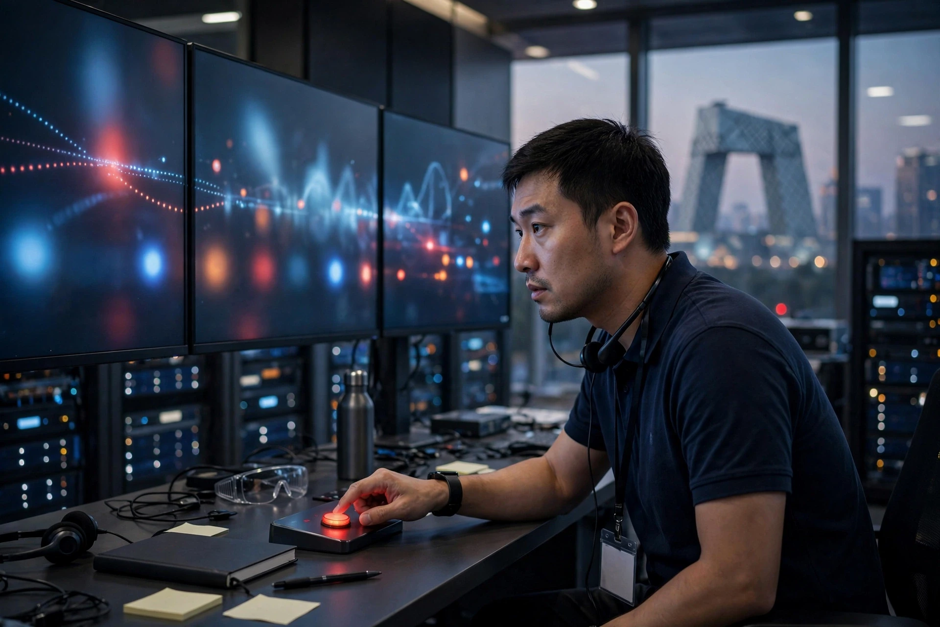 IT engineer flagging alert on monitoring dashboard