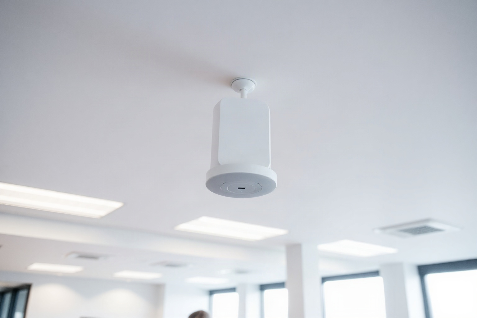 Ceiling access point above office desks